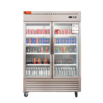 2 Glass Door Commercial Refrigerator, 49 Cu.ft Stainless Steel Reach in Upright Merchandiser
