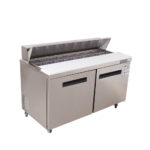 Stainless Steel Double Door Food Prep Table Refrigerator 60 Inches