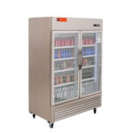 2 Glass Door Commercial Refrigerator, 49 Cu.ft Stainless Steel Reach in Upright Merchandiser