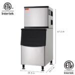 Westlake Commercial Ice Machine, Full Cube Ice Maker Machine 500 lbs Ice with 375lbs Storage Capacity