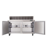 Stainless Steel Double Door Food Prep Table Refrigerator 60 Inches