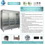 3 Glass Door Commercial Refrigerator, 72 Cu.ft Stainless Steel Reach in Upright Merchandiser