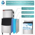Westlake Commercial Ice Machine, Full Cube Ice Maker Machine 350 lbs Ice with 230lbs Storage Capacity