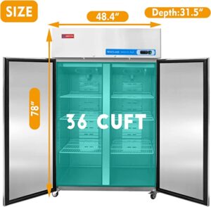 Commercial Reach in Freezer, 2 door 36 Cu.ft Stainless Steel Commercial Reach in Solid door Upright Fan Cooling Freezer