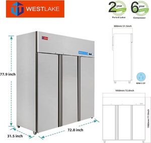 Commercial Reach in Fridge, 3 door 54 Cu.ft Stainless Steel Commercial Reach in Solid door Upright refrigerator
