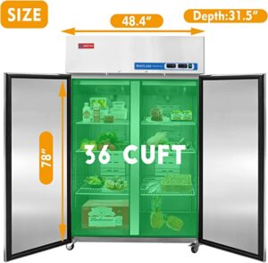 Commercial Refrigerator Freezer Combo, 2 door 36 Cu.ft Reach in Solid door Upright Fridge Freezer Combination