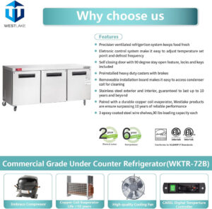 Commercial Undercounter Refrigerator, WESTLAKE 72