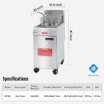 Commercial Deep Fryer, WESTLAKE 43-50 lb. Stainless Steel Commercial Gas Floor Fryer with Casters - 120,000 BTU